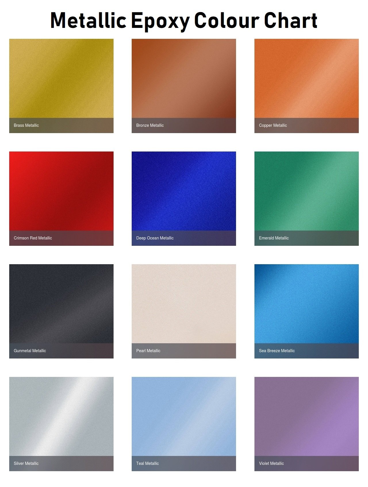 Metallic Epoxy Colour Chart